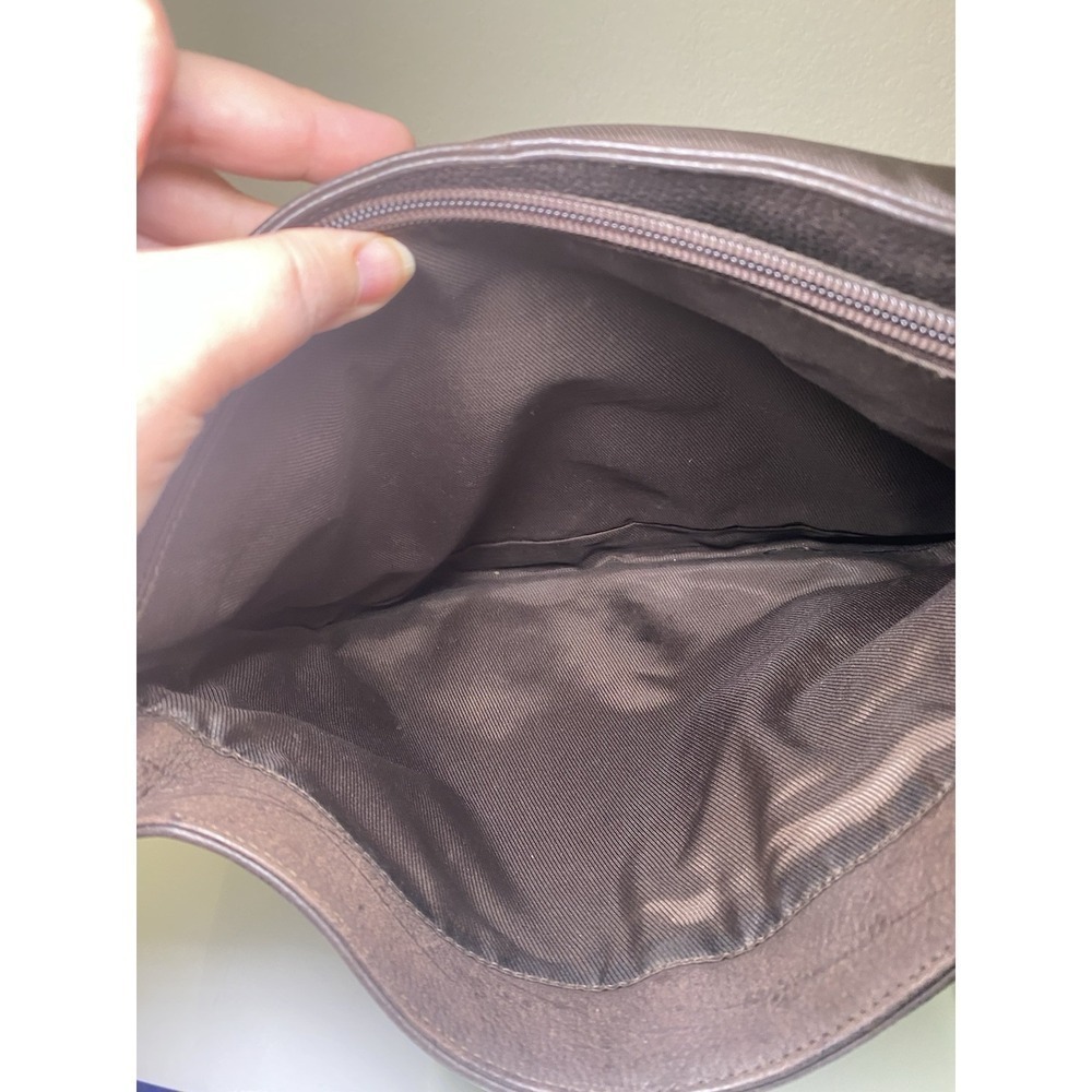 The Sak Crossbody Bag Brown Leather Satchel Flap Inside Pockets Divider Used - Picture 11 of 16
